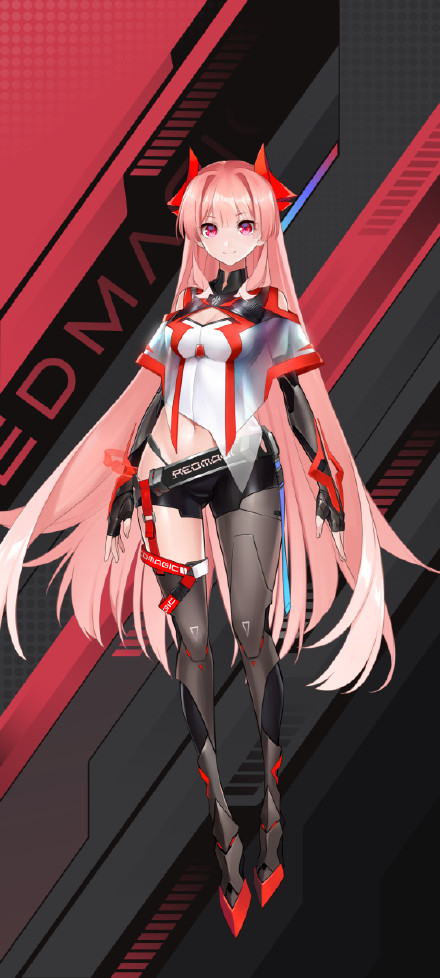Future style pink long hair anime girl phone wallpaper