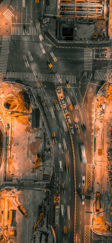 Overlooking the busy road and construction phone wallpaper