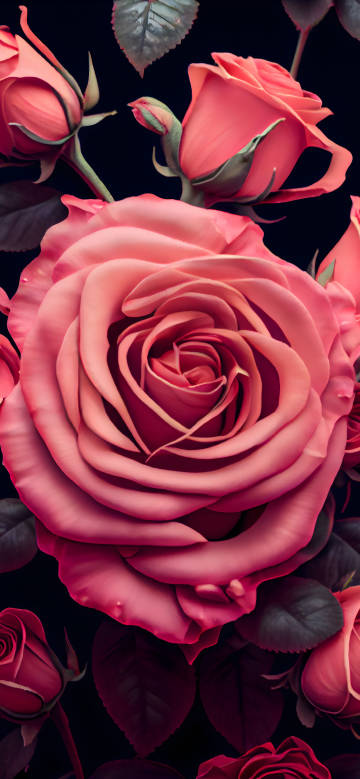 Pink roses on a dark background 4K wallpaper