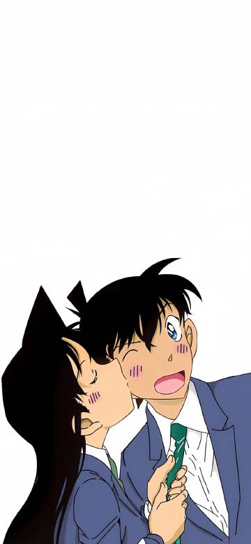 Conan and Ran Mouri romantic moments 4K anime wallpaper
