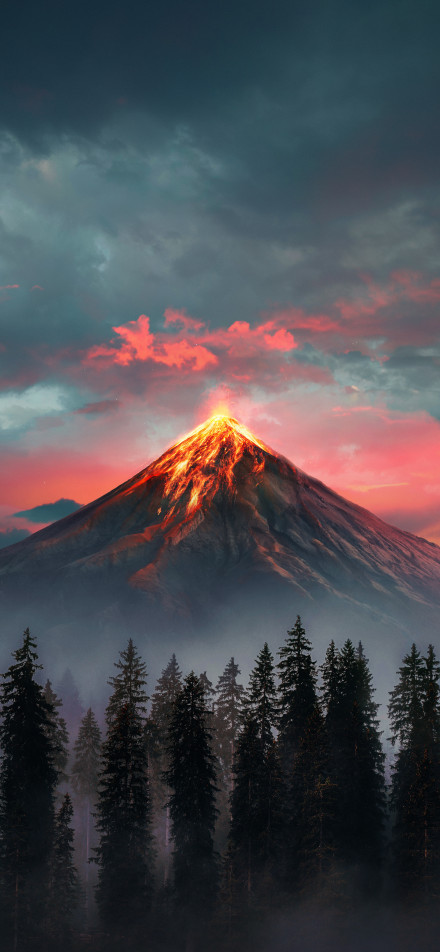 Shocking moment of volcanic eruption phone wallpaper