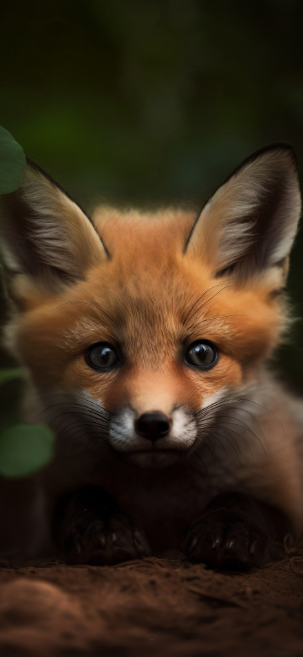 Cute Baby Fox Staring at the Camera Wallpaper 4K