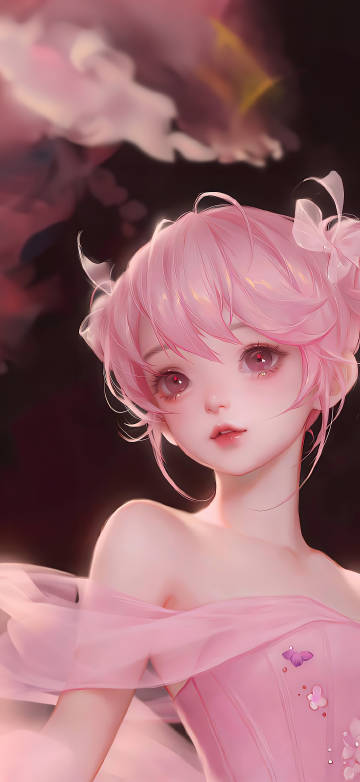 Pink short hair cute girl pink skirt 4k phone wallpaper Pink short hair cute girl pink skirt 4k phone wallpaper