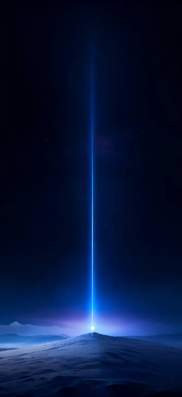 Bright Blue Light Beam On A Dark Planet