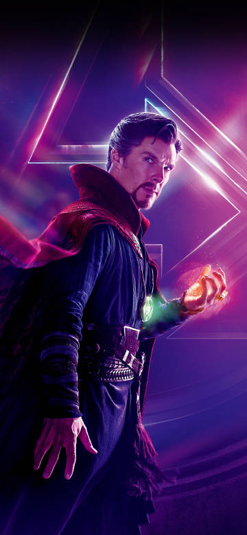 Doctor Strange in a magic robe performing magic phone wallpaper