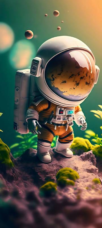 Astronaut on fantastic planet phone wallpaper