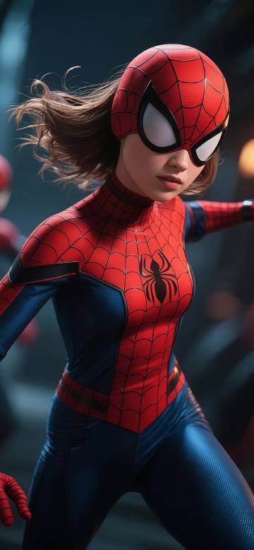 Cool female Spider-Man poses phone wallpaper