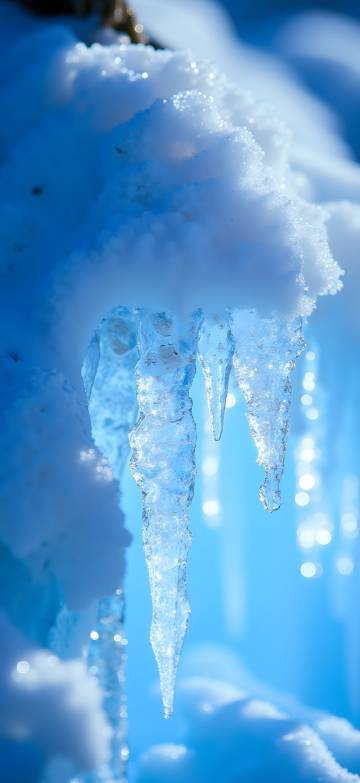 Bright Blue Icicles 4K Phone Wallpaper