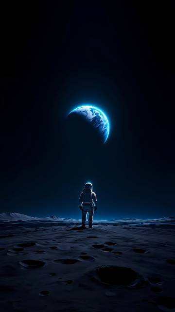 Astronaut Gazing At The Blue Earth 4K Wallpaper