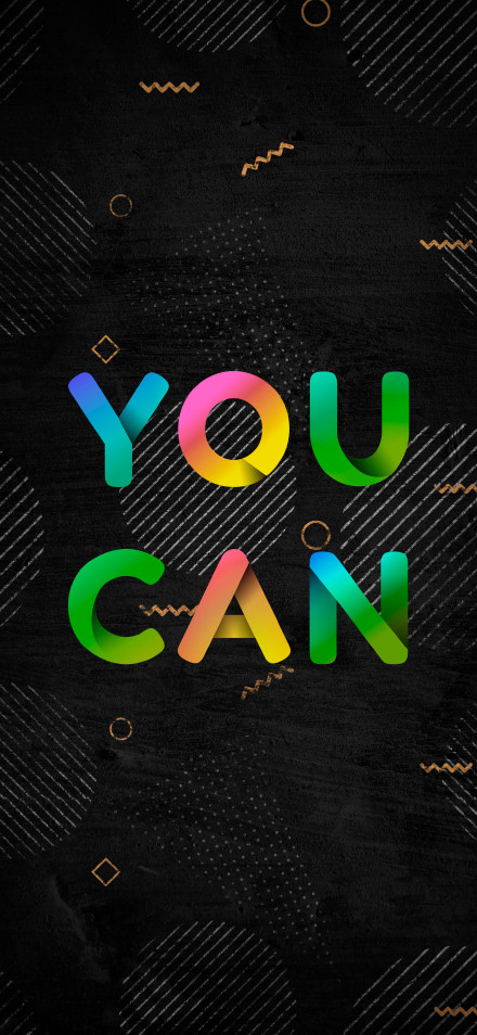 Colorful "YOU CAN" Text on a Black Background 4K Wallpaper