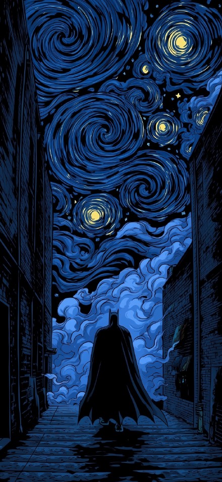 Van Gogh Style Batman Phone Wallpaper