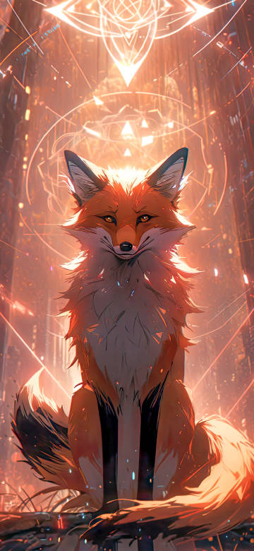 Warm Orange Aesthetic Fox Illustration 4K Wallpaper