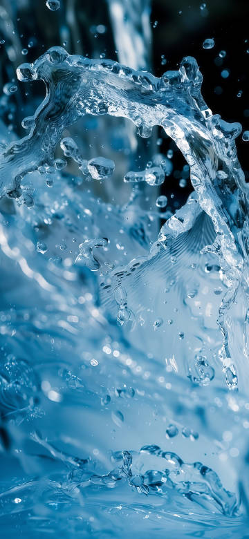Close-Up of Water Splashes with Crystal Clear Droplets