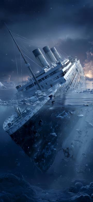 Titanic Ship Sinking at Night Wallpaper