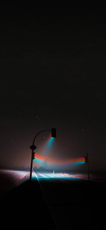 Colorful lights on a dark highway phone wallpaper