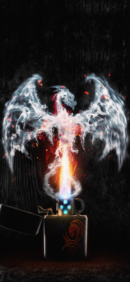 Fantastic dragon flame on lighter phone wallpaper