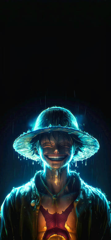 Mugiwara Luffy Pirate King on a rainy night