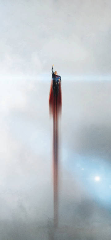 Superman flying into the sky phone wallpaper
