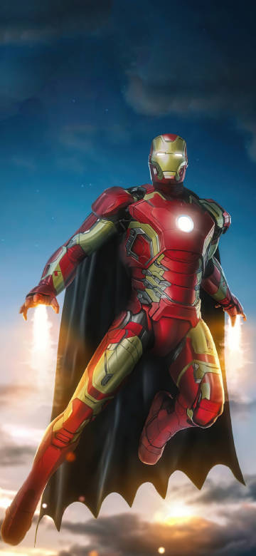 Iron Man With Batman Cape 4k phone wallpaper