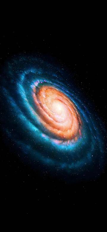 Blue and Orange Spiral Galaxy 4K Wallpaper