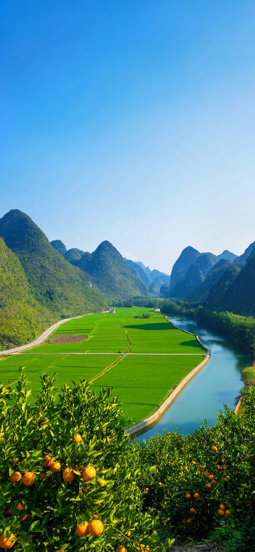 Beautiful scenery of winding river in the countryside