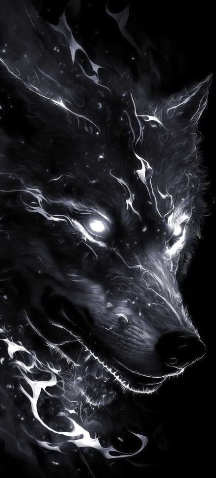 Mysterious light of the black wolf phone wallpaper