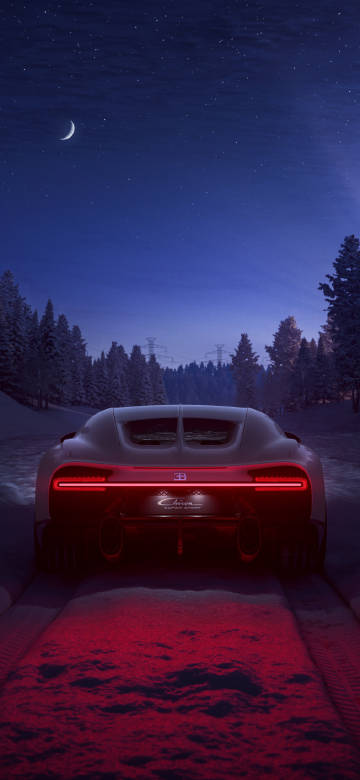 Bugatti Chiron Super Sport On A Snowy Night 4K Wallpaper