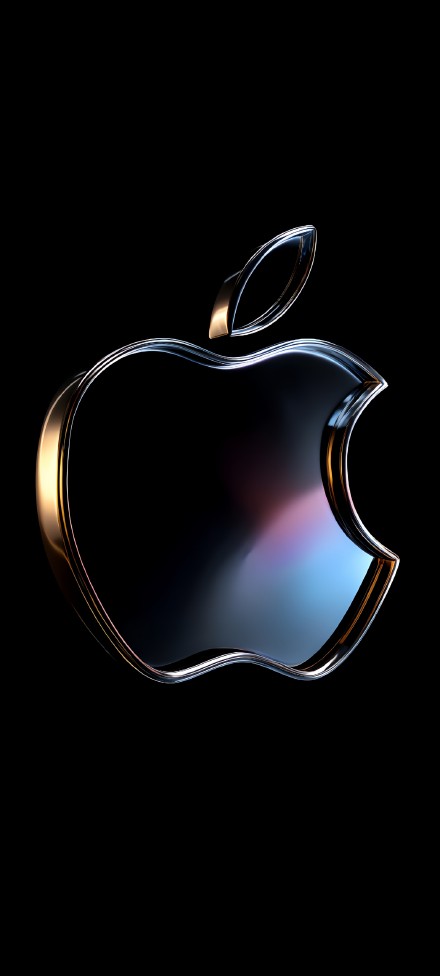 Metallic Apple Logo on Black Background 4K Phone Wallpaper