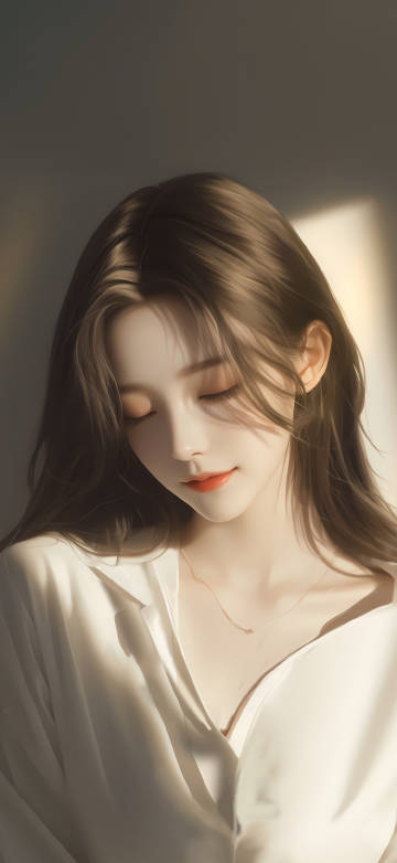 Beautiful, closed eyes, side face beauty phone wallpaper