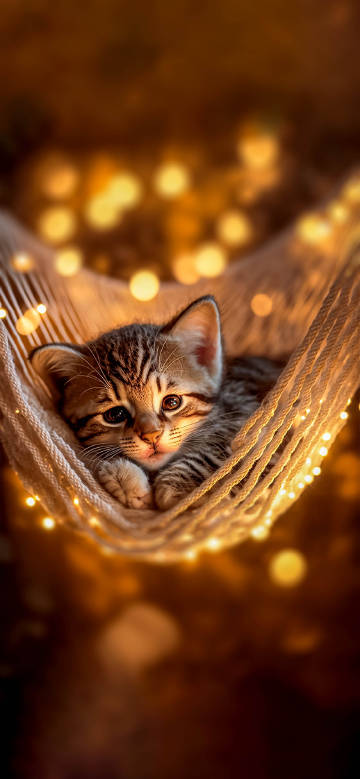 Cute Kitten Resting in Hammock 4K Phone Wallpaper Cute Kitten Resting in Hammock 4K Phone Wallpaper