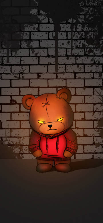 Teddy Bear Cartoon Illustration in a Red Hoodie 4K Wallpaper Teddy Bear Cartoon Illustration in a Red Hoodie 4K Wallpaper