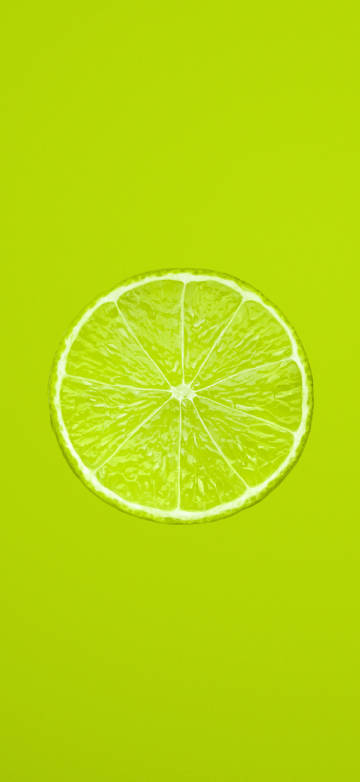 Minimalist Lemon Slices On Pure Green Background