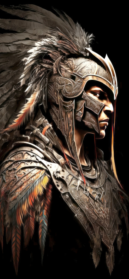 Epic Warrior in Feathered Helmet