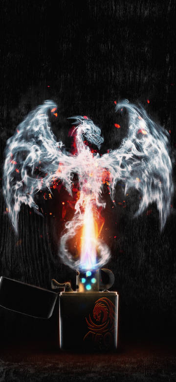 Fantastic dragon flame on lighter phone wallpaper