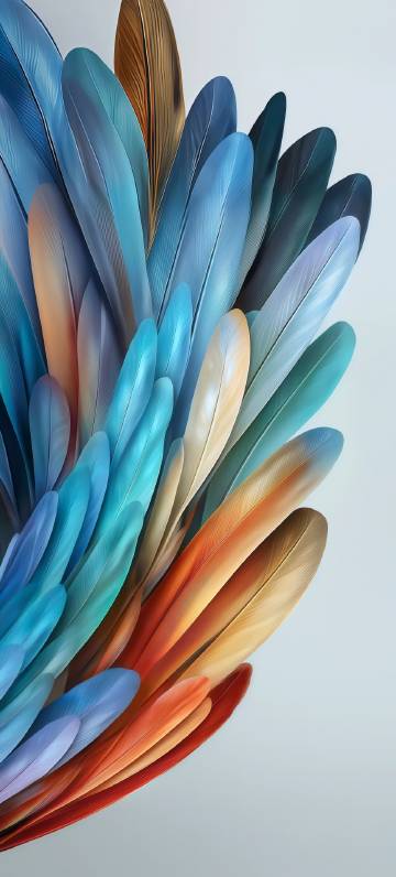 Dreamy and beautiful colorful feathers phone wallpaper