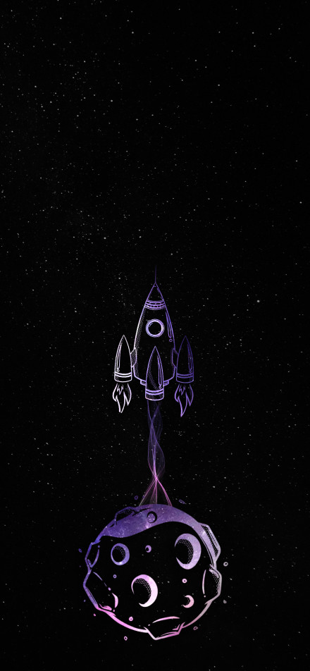 Rocket launch illustration phone wallpaper