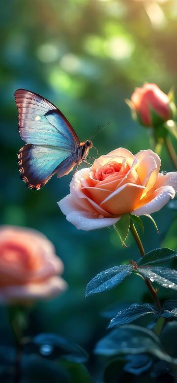 Beautiful close-up of butterfly collecting nectar phone wallpaper