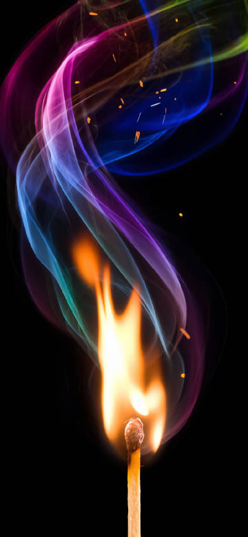 Colorful flames after burning matches phone wallpaper