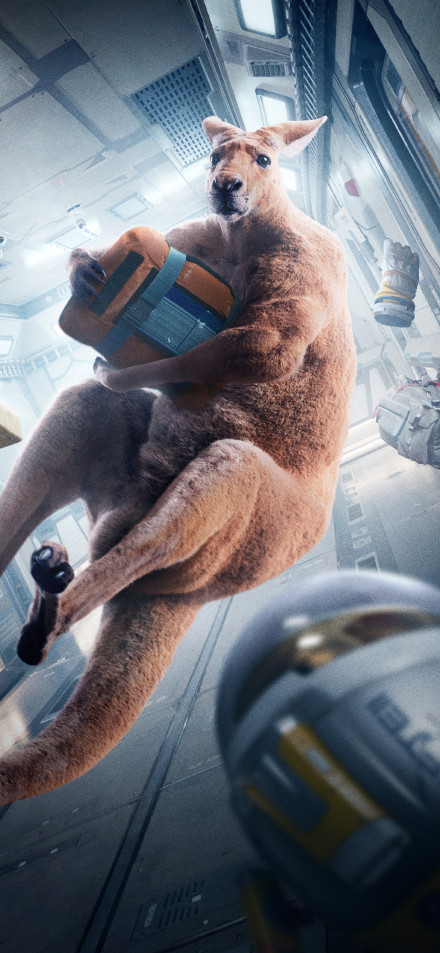 Kangaroo floating in space phone wallpaper