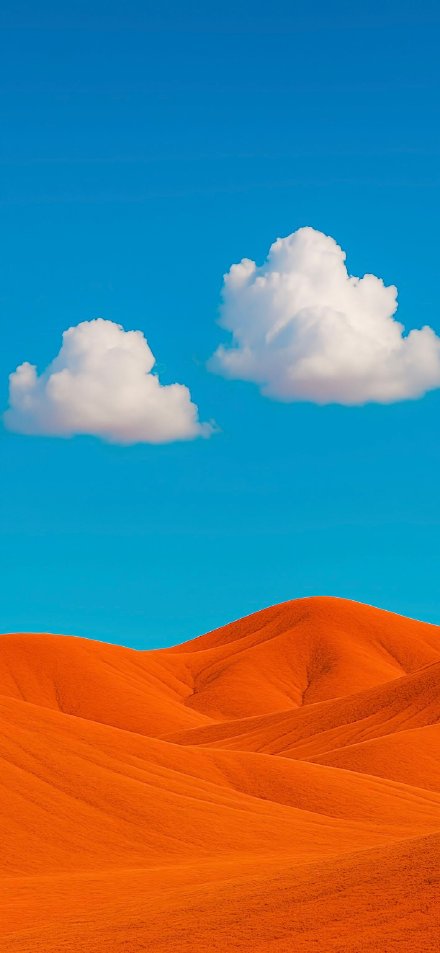 Blue Sky and Orange Hills Minimalist Wallpaper
