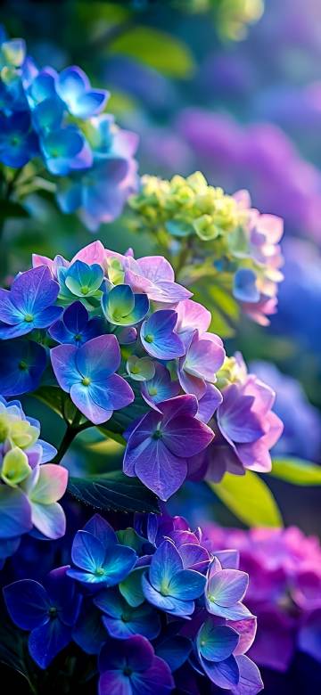 Beautiful Blue And Purple Hydrangea Flowers 4K Wallpaper