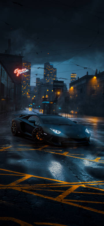 Cool supercar driving at night phone wallpaper