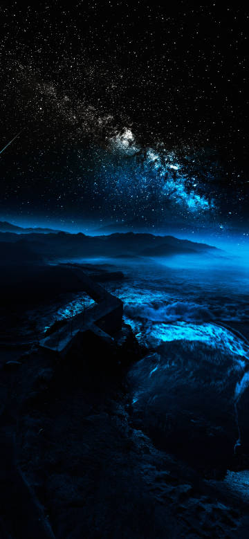 Dreamy deep blue starry sky scenery phone wallpaper