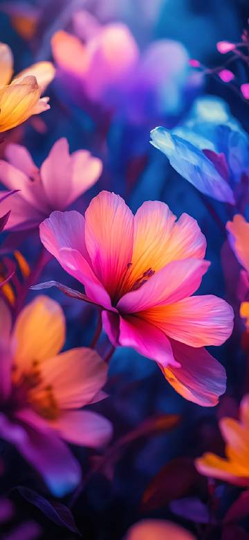 Vibrant Pink and Orange Flowers Wallpaper