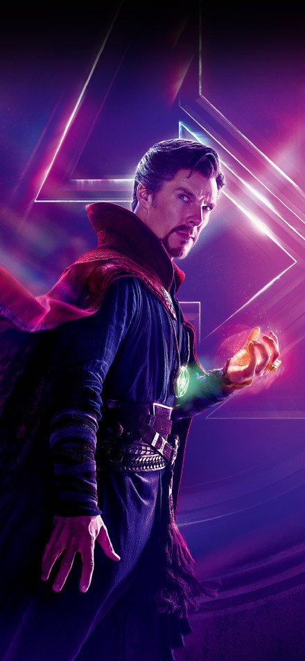 Doctor Strange in a magic robe performing magic phone wallpaper