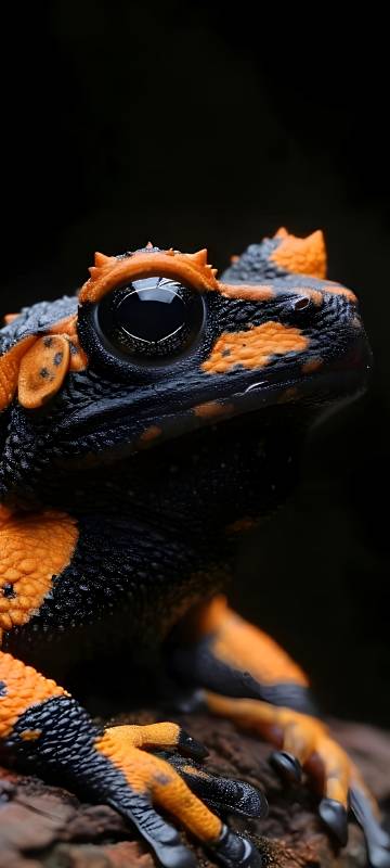 An Orange-Spotted Frog in the Dark 4K Wallpaper