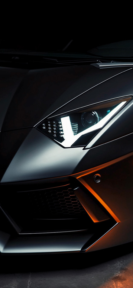 Cool Black Lamborghini Headlight 4K Wallpaper