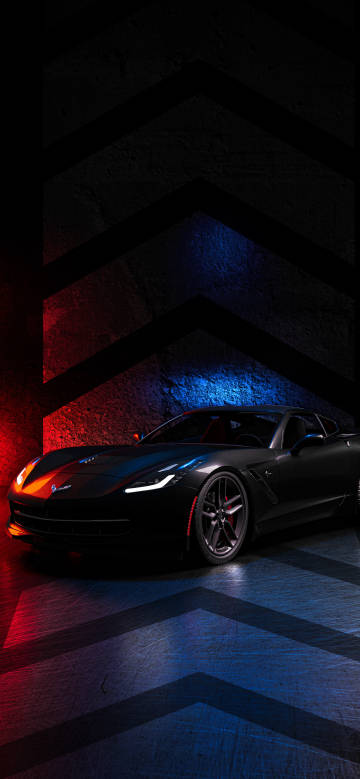 Charming scene of a cool black sports car in the dark