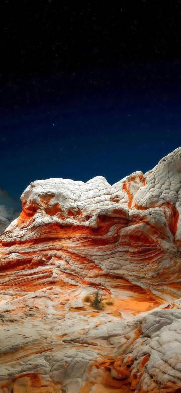 Fantastic rocks under starry sky phone wallpaper