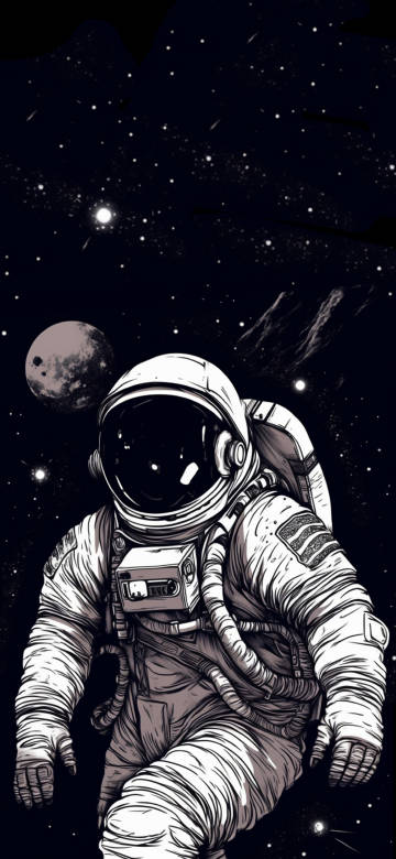 Astronaut Floating in Space Comic Wallpaper 4K
